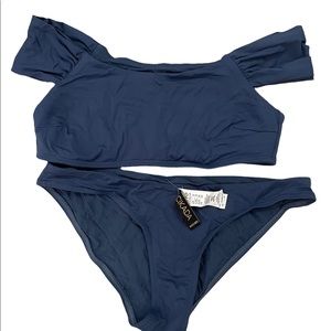 Cikada | Off the shoulder bathing suit | Color: Blue | Size: Small